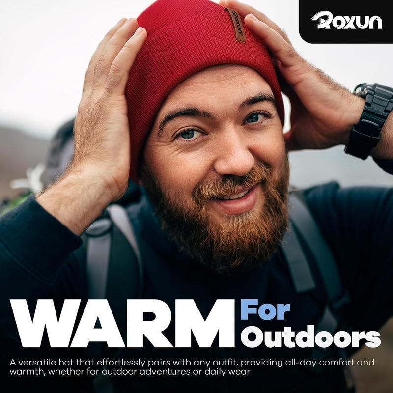 ROXUN Beanie for Men/Women Winter Hat Knit Cuffed Soft Warm Unisex Skull Stocking Cap - Image 5